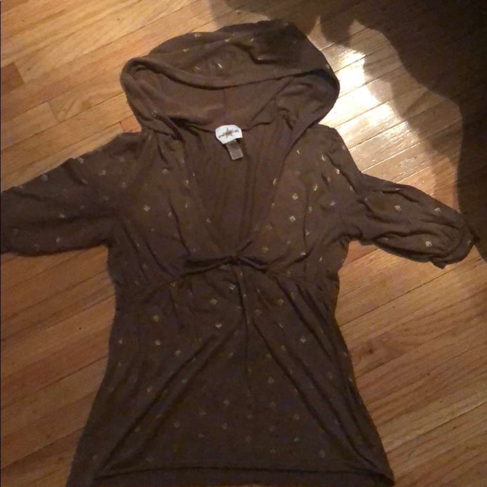 Cute top with bow string tie and hood